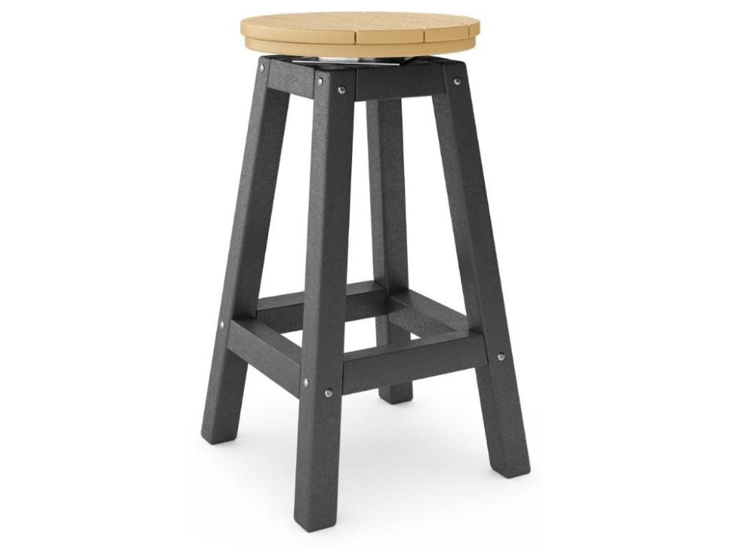 SoPoly 14" Round Counter Stool in Black and Boardwalk Brown