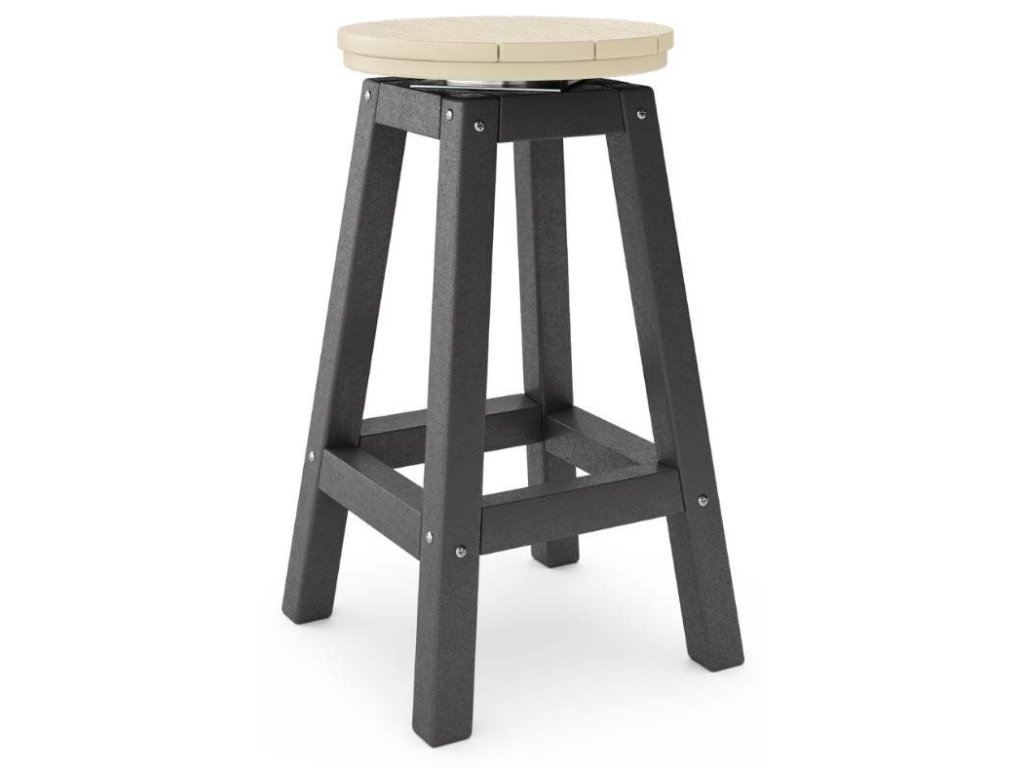 SoPoly 14" Round Counter Stool in Black and Tybee Sand