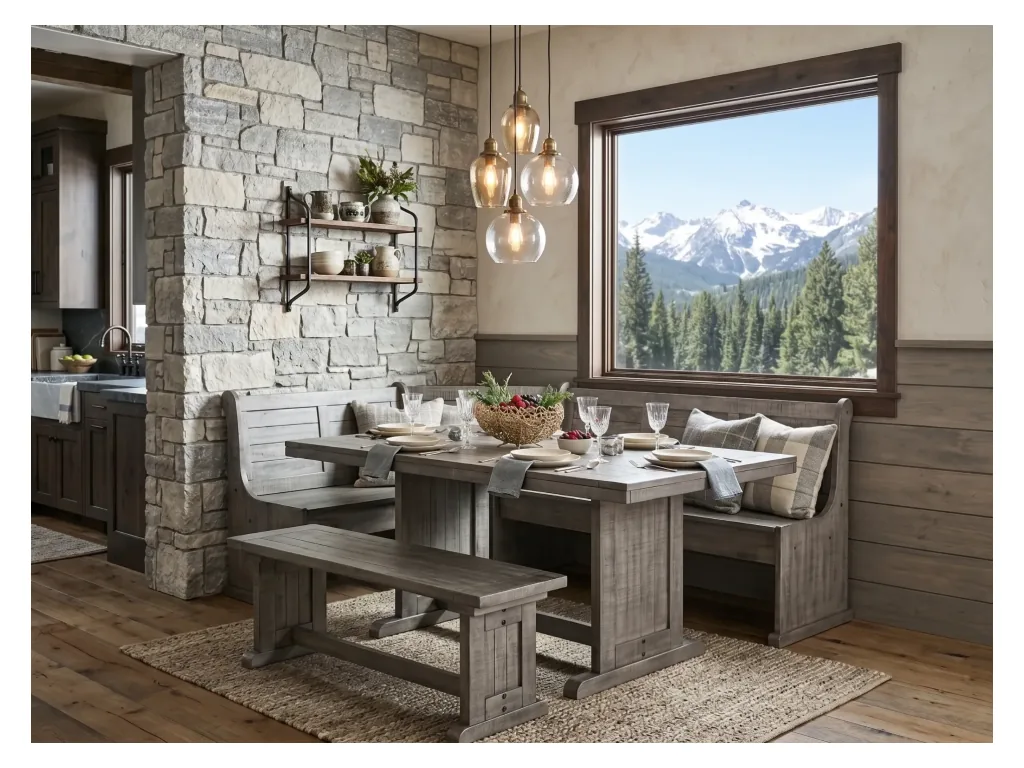 Breakfast Nook 4 PC Set in Alpine Gray