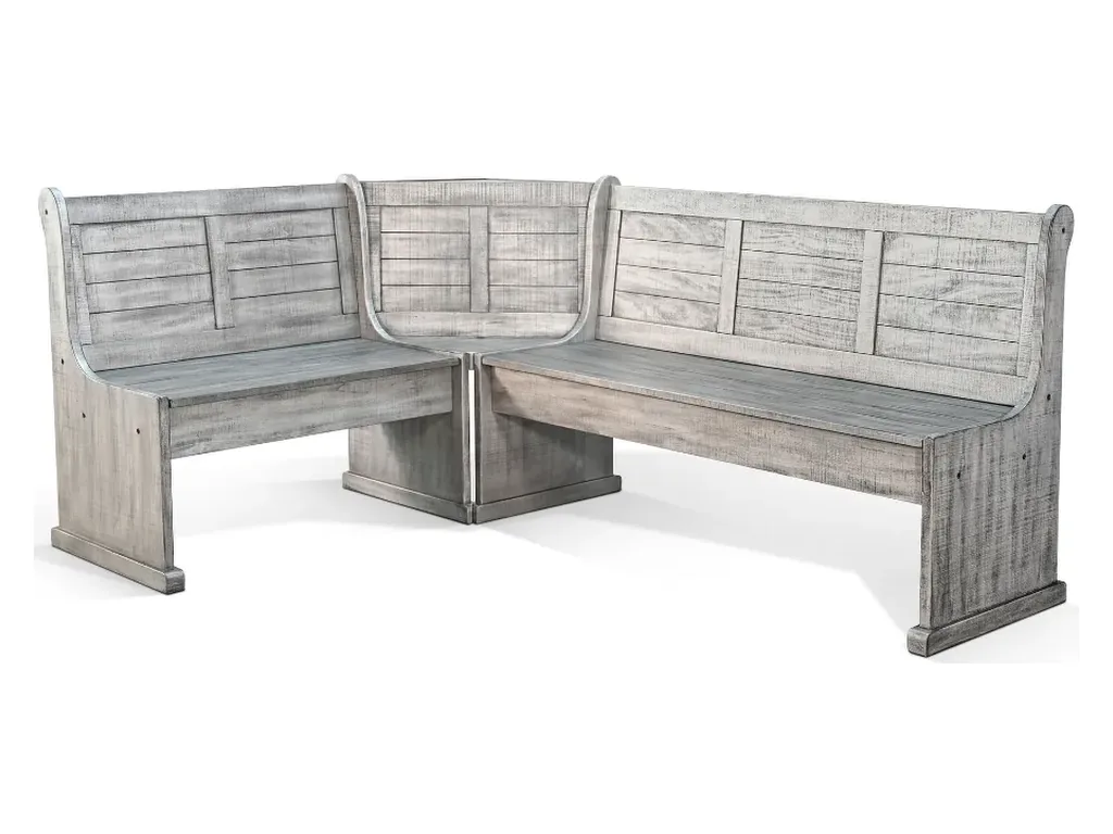 Breakfast Nook Long Bench & Corner Back Wood Seat in Alpine Gray - Alternative View