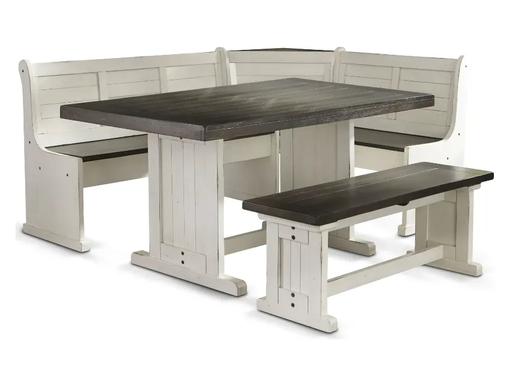 Carriage House Breakfast Nook 4 PC Set in European Dark with Cottage White