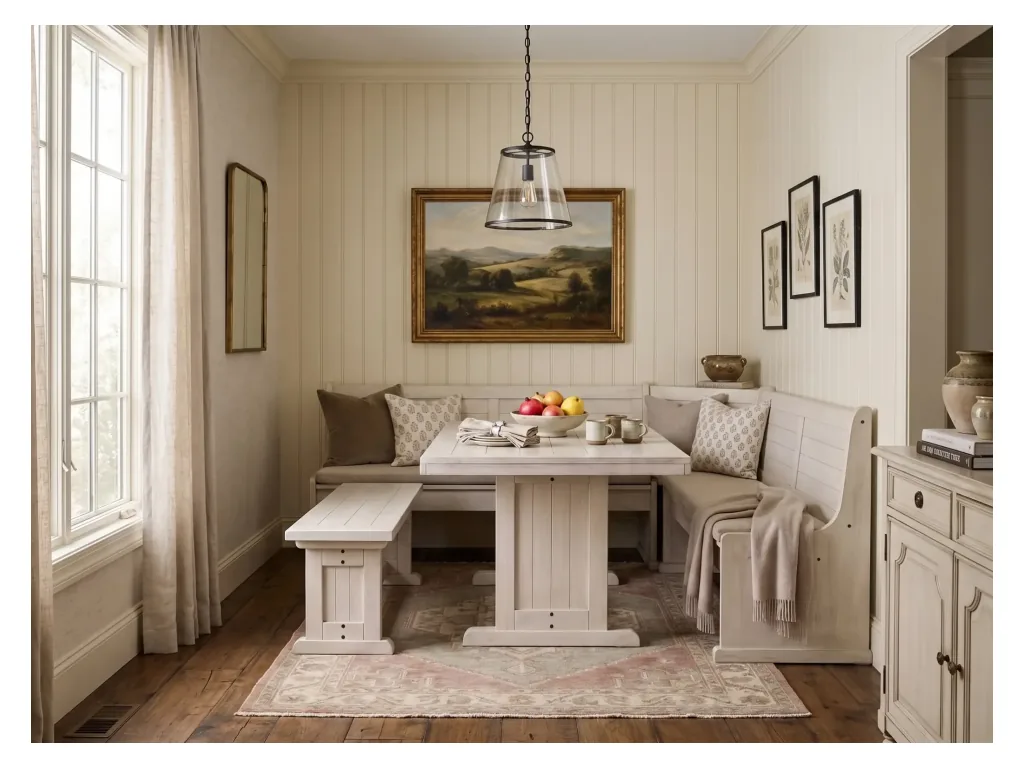 Bayside Breakfast Nook 4 PC Set in Marble White-0113MW