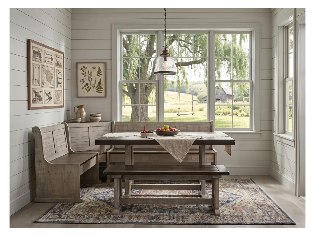Breakfast Nook 4 PC Set in Tobacco/Alpine Gray