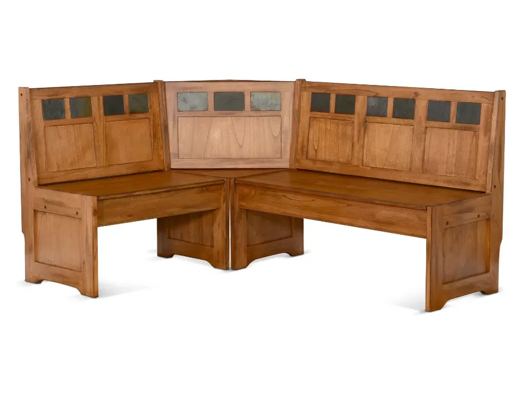 Sedona Breakfast Nook Long Bench & Corner Back Wood Seat