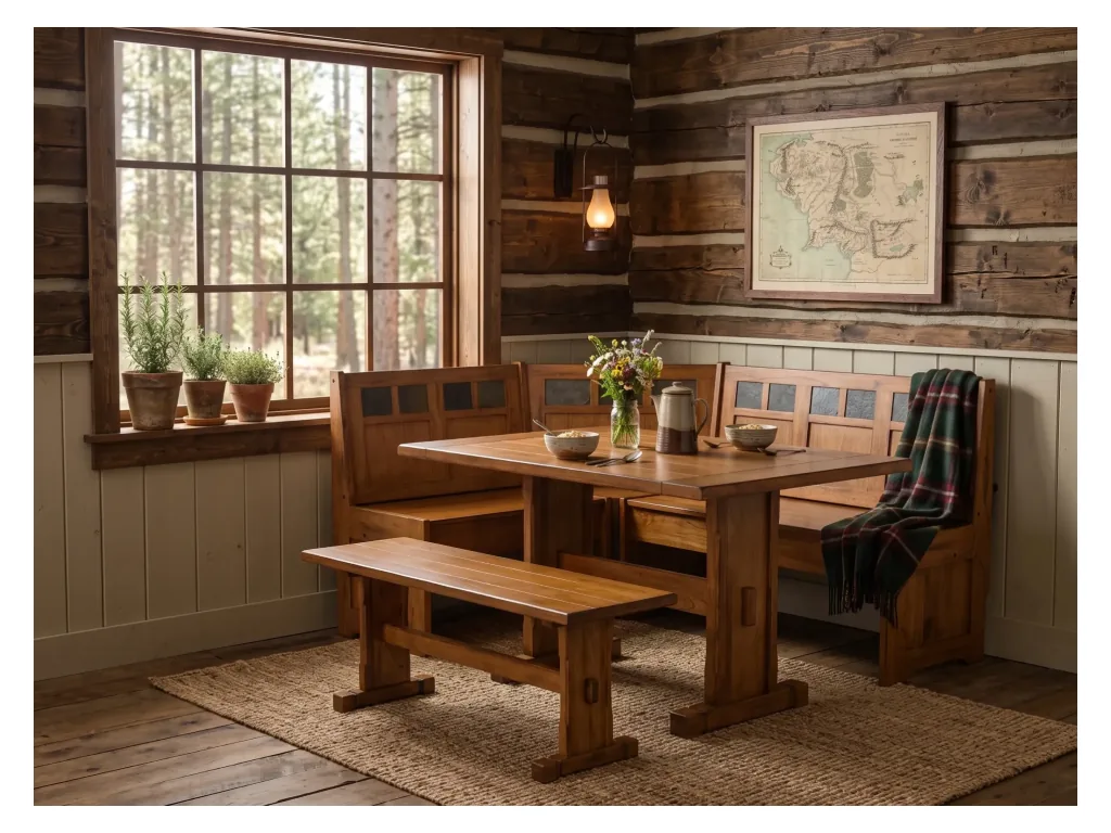 Sedona Breakfast Nook 4 pc Set in Rustic Oak