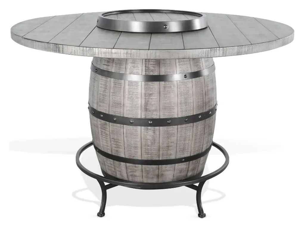 Round Pub Table With Wine Barrel Base