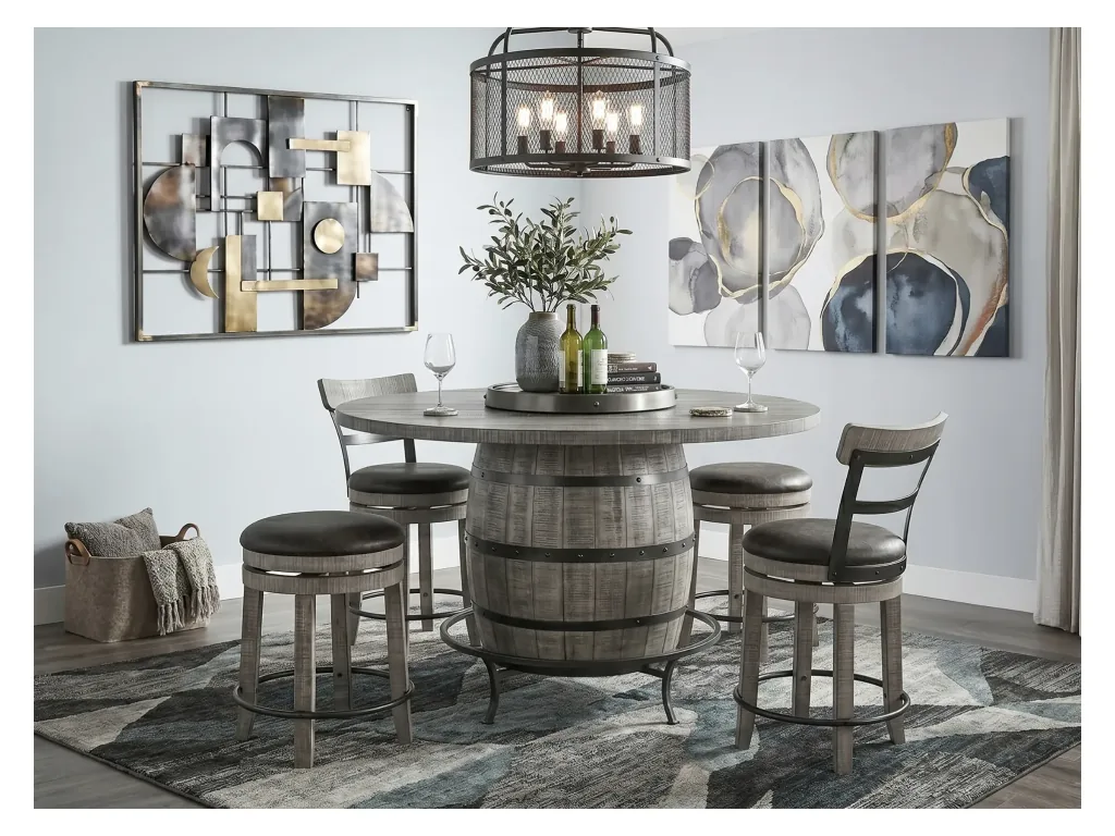Round Pub Table With Wine Barrel Base