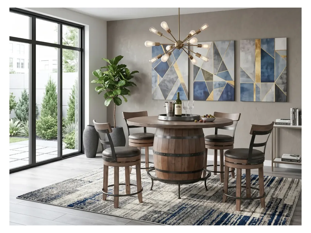 Doe Valley Round Pub Table With Wine Barrel Base - primary view