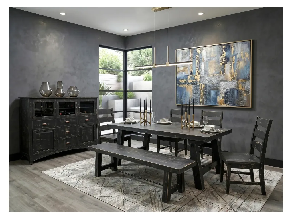 Black Sand Dining Table With Turnbuckle