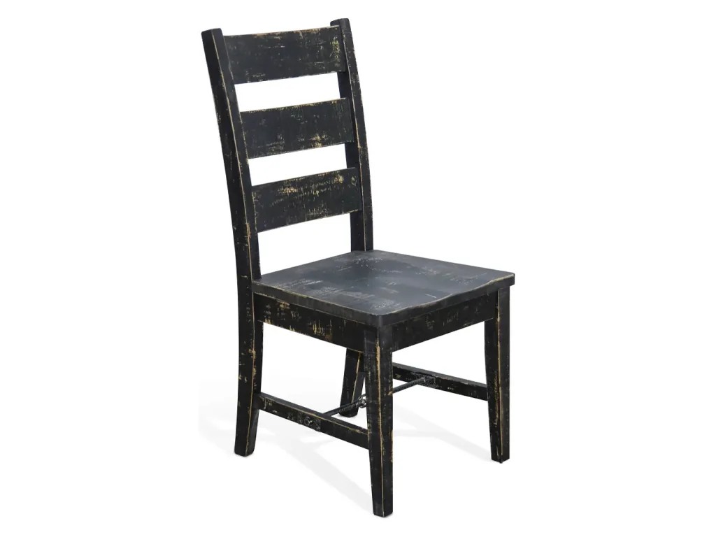 Black Sand Ladderback Chair With Turnbuckle Wood Seat - Alternative View