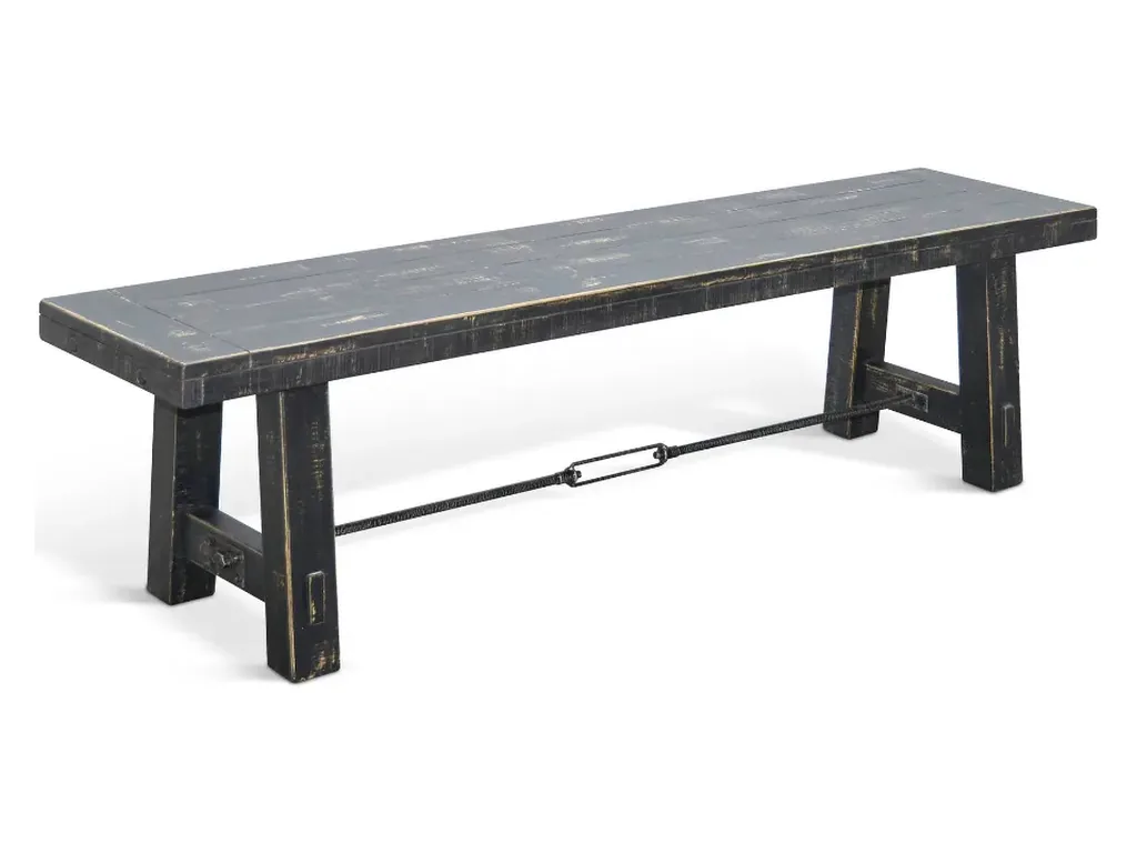 64" Black Sand Bench With Turnbuckle Wood Seat - Alternative View