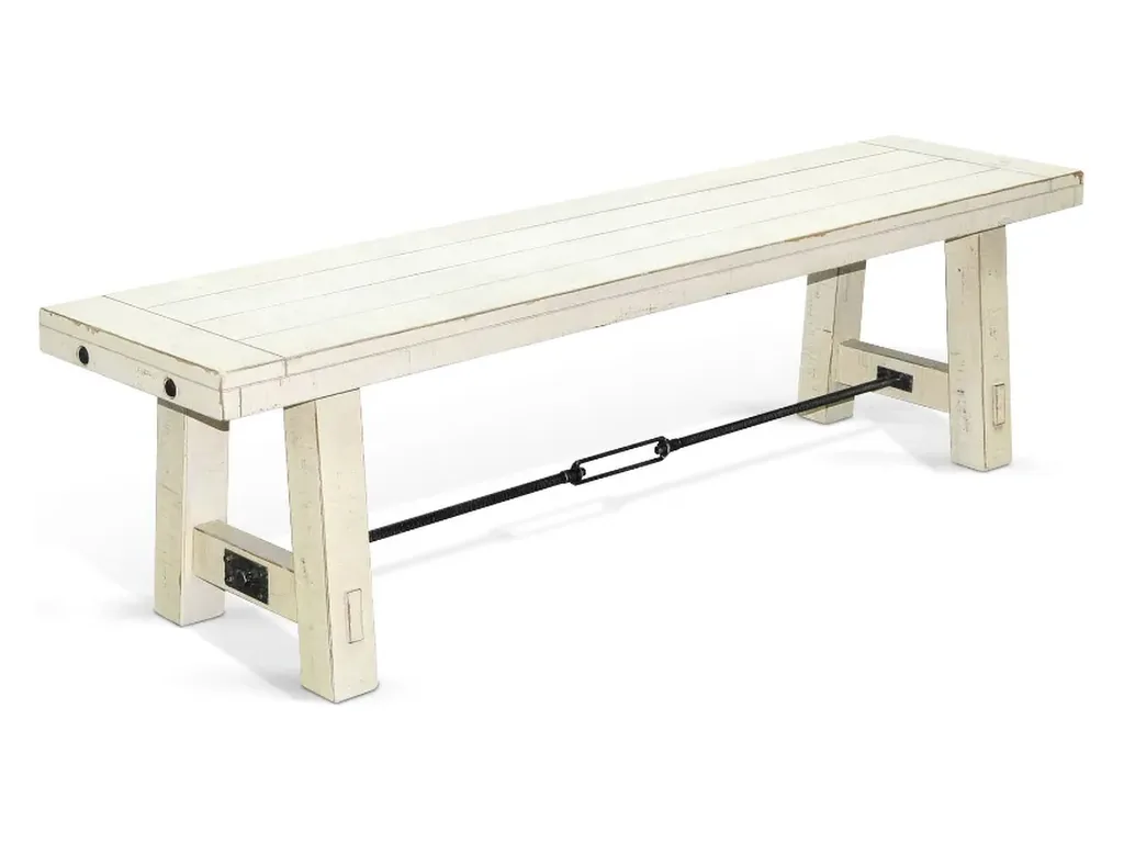 Marina 64" White Sand Bench With Turnbuckle Wood Seat - Alternative View