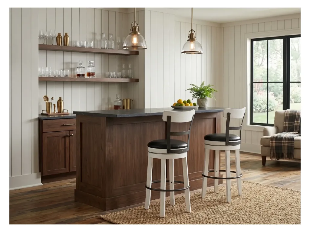 30"H Barstool With Back & Swivel Cushion Seat