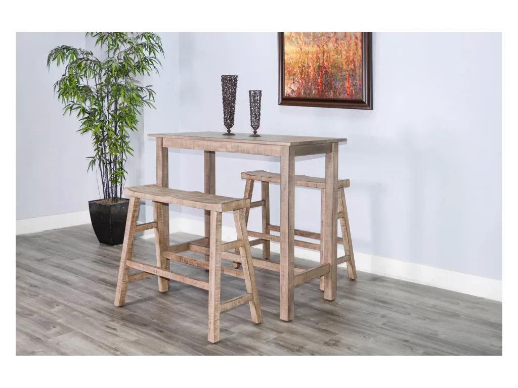 Beach Pebble 30"H Bench Wood Seat