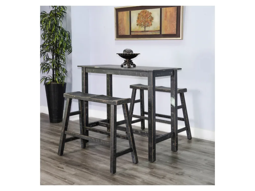 Black Sand 30"H Bench Wood Seat
