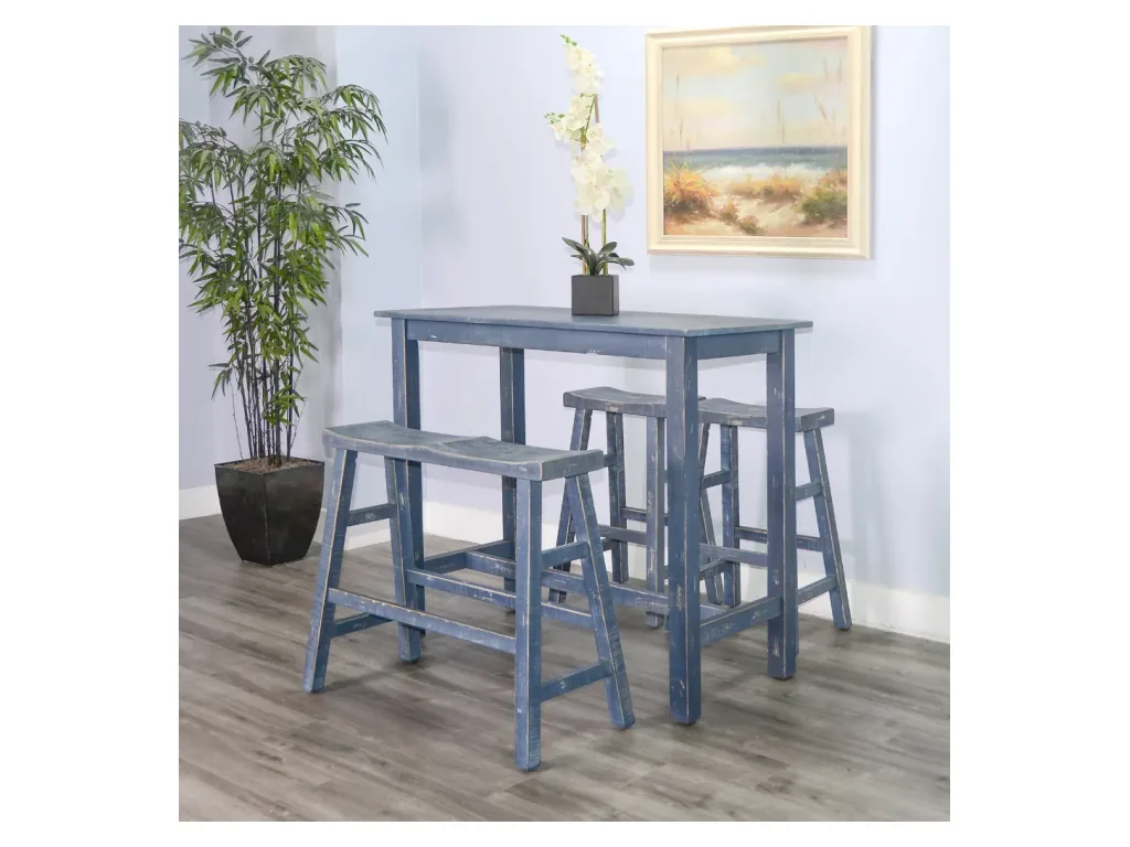 Ocean Blue 30"H Bench Wood Seat