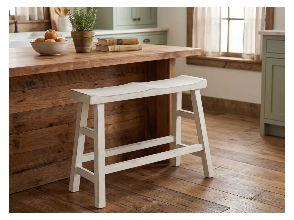 Marina White Sand 24"H Bench 9" Wood Seat