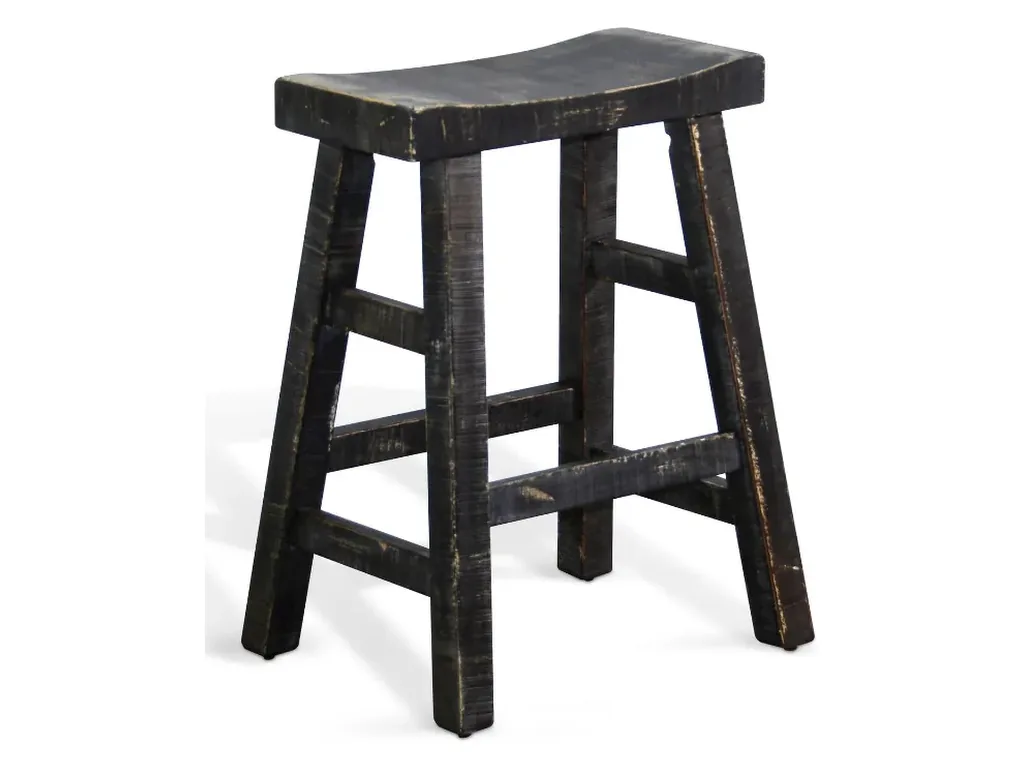 Black Sand 24"H Saddle Seat Stool Wood Seat