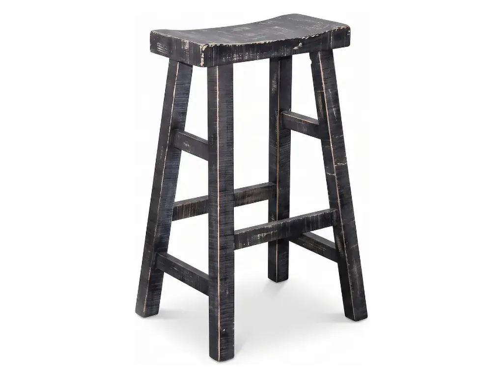 Black Sand 30"H Saddle Seat Stool Wood Seat