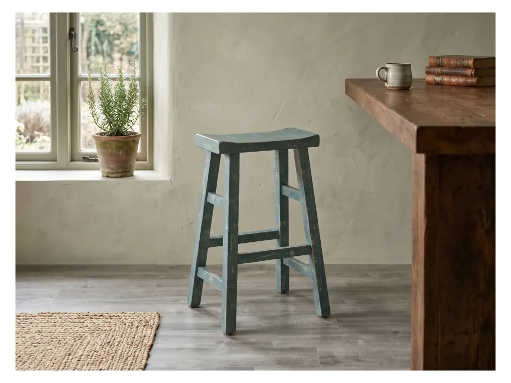 Sea Grass 30"H Saddle Seat Stool Wood Seat