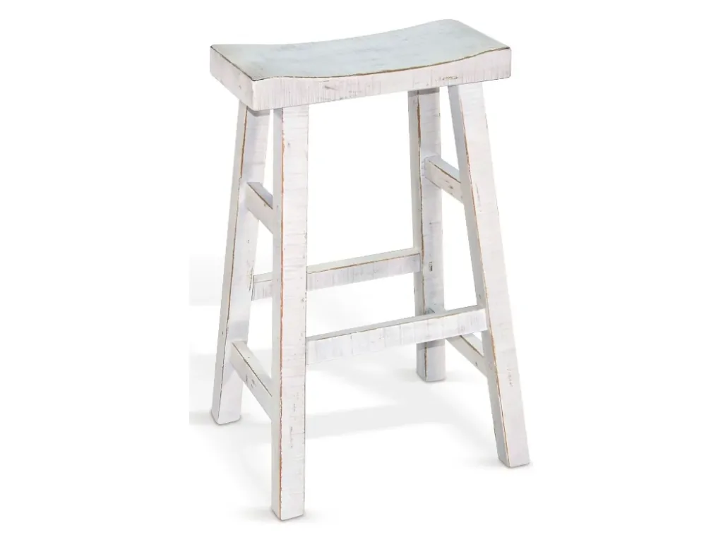 Marina White Sand 30"H Saddle Seat Stool Wood Seat