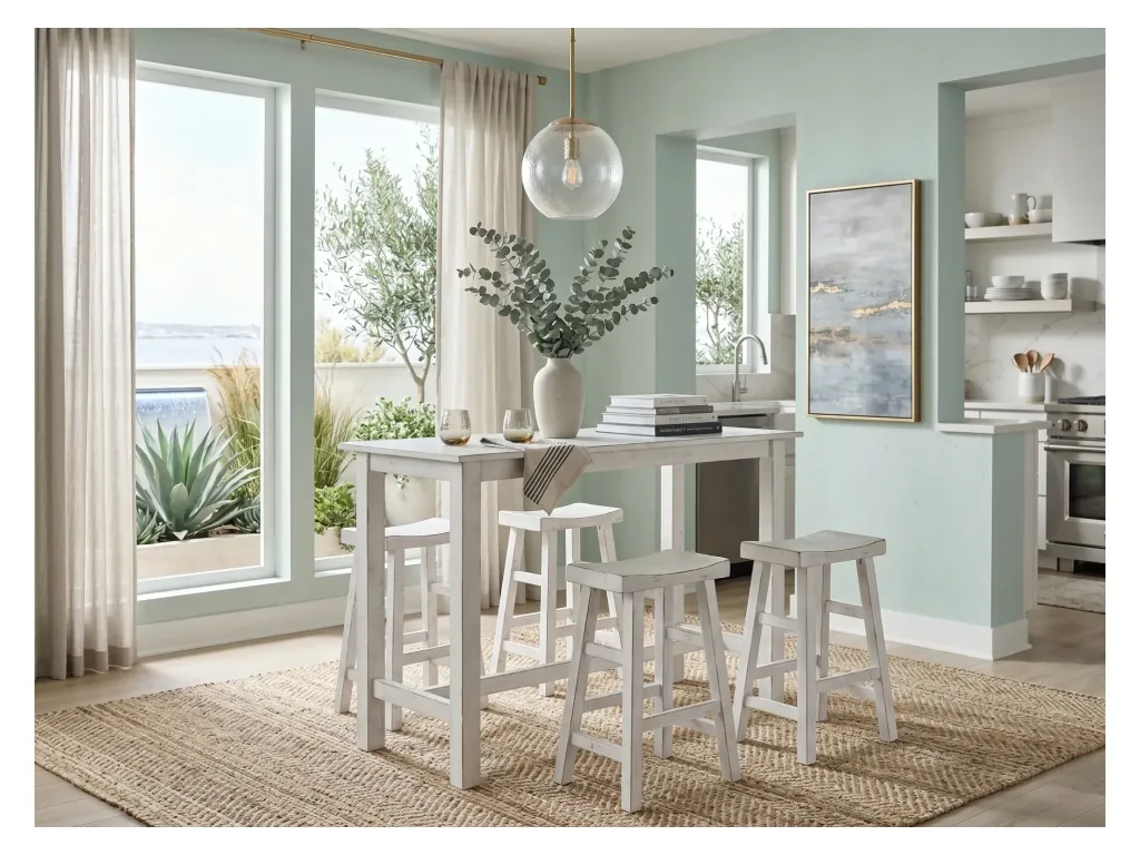 Marina White Sand 30"H Saddle Seat Stool Wood Seat