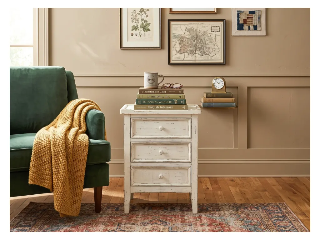 Marina White Sand End Table
