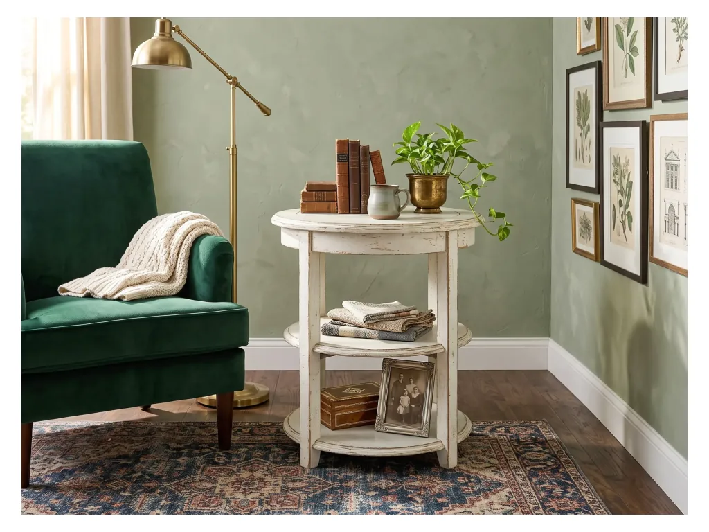 Marina White Sand Side Table
