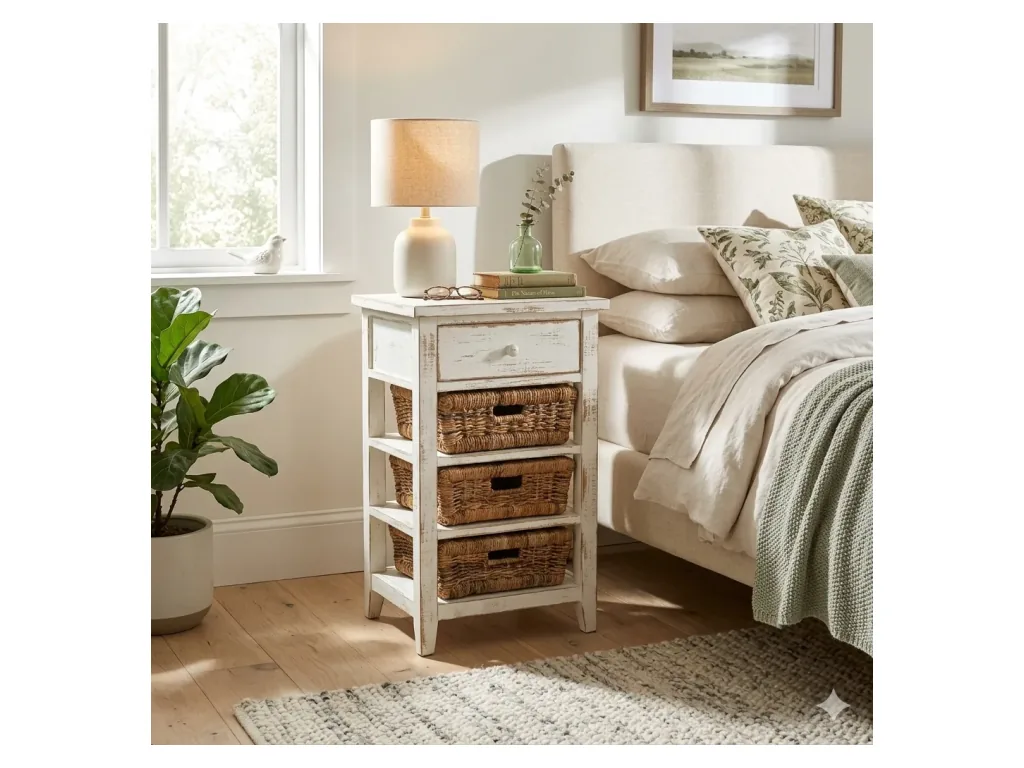Marina White Sand Storage Table