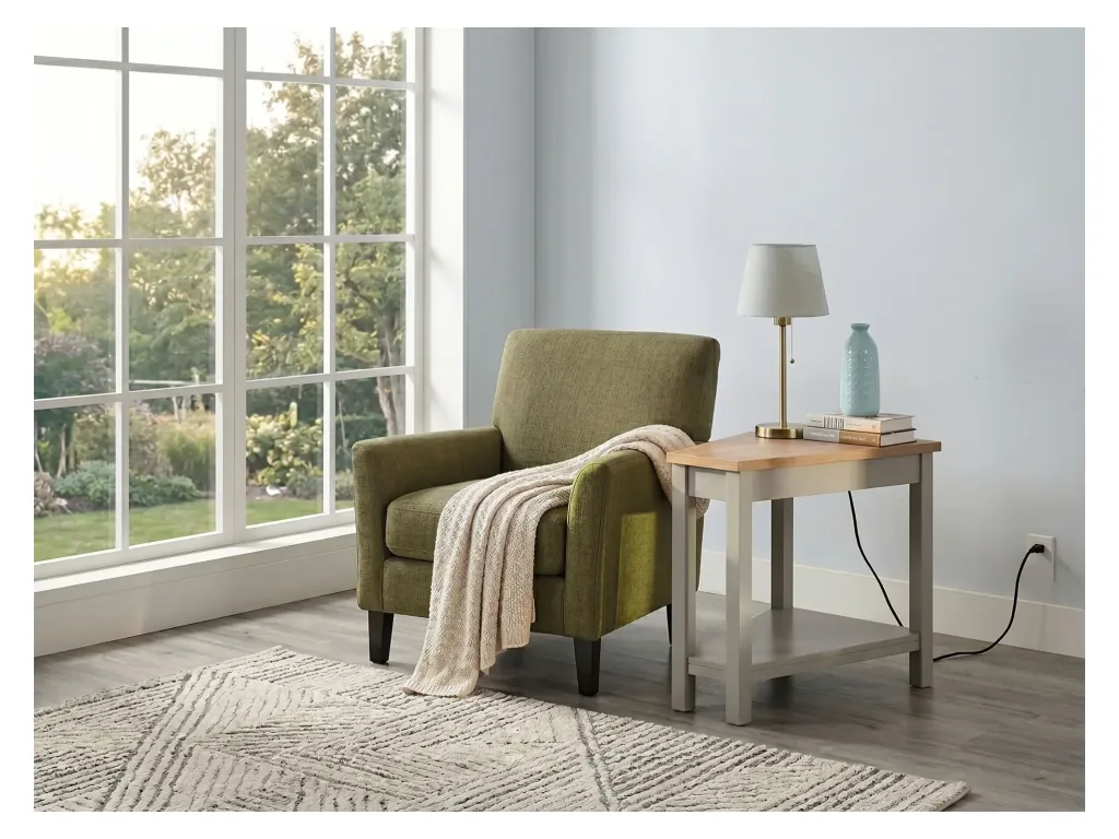 Chair Side Table With Power Strip