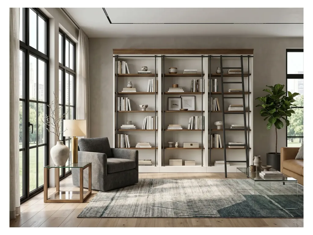 Bookcase With Wood Ladder