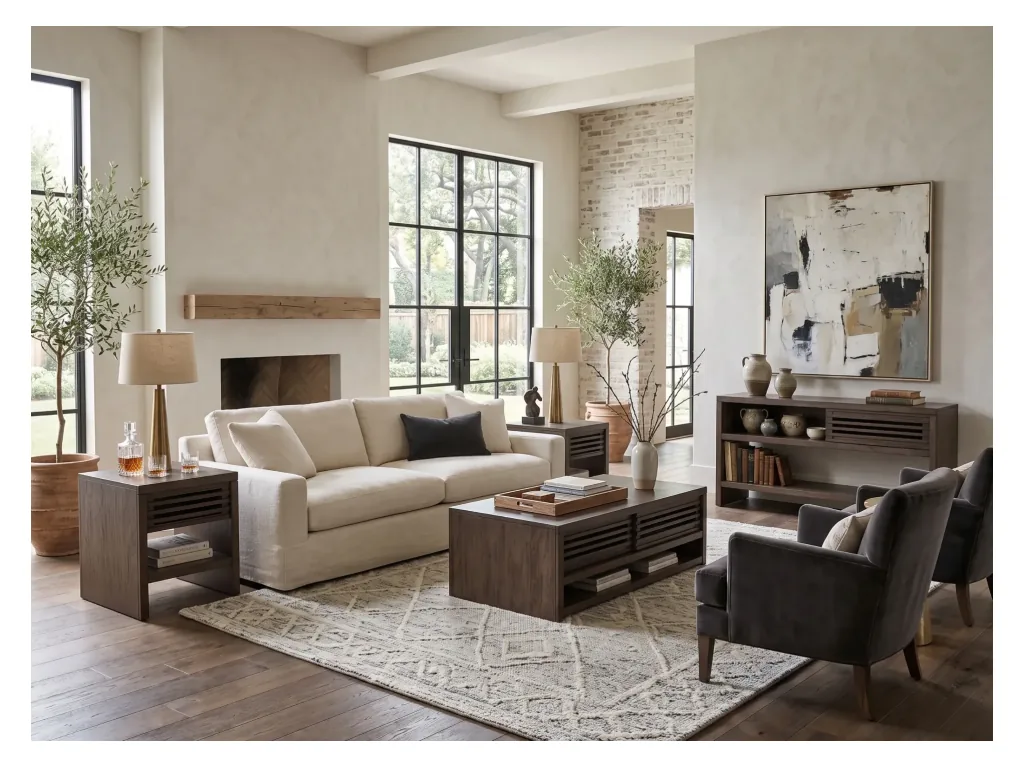 Coffee Table With Sliding Doors & Casters