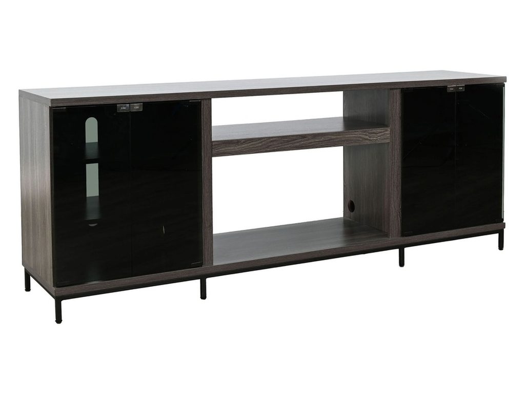 70" Newport Gray Melamine Media Console With Fireplace Insert Option (2001B-28) - Alternative View