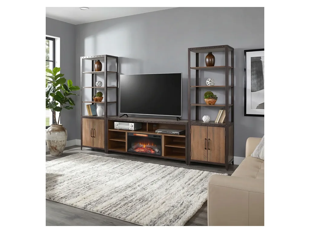 63" San Diego Media Console With 28" Fireplace Insert Option (2001B-28)