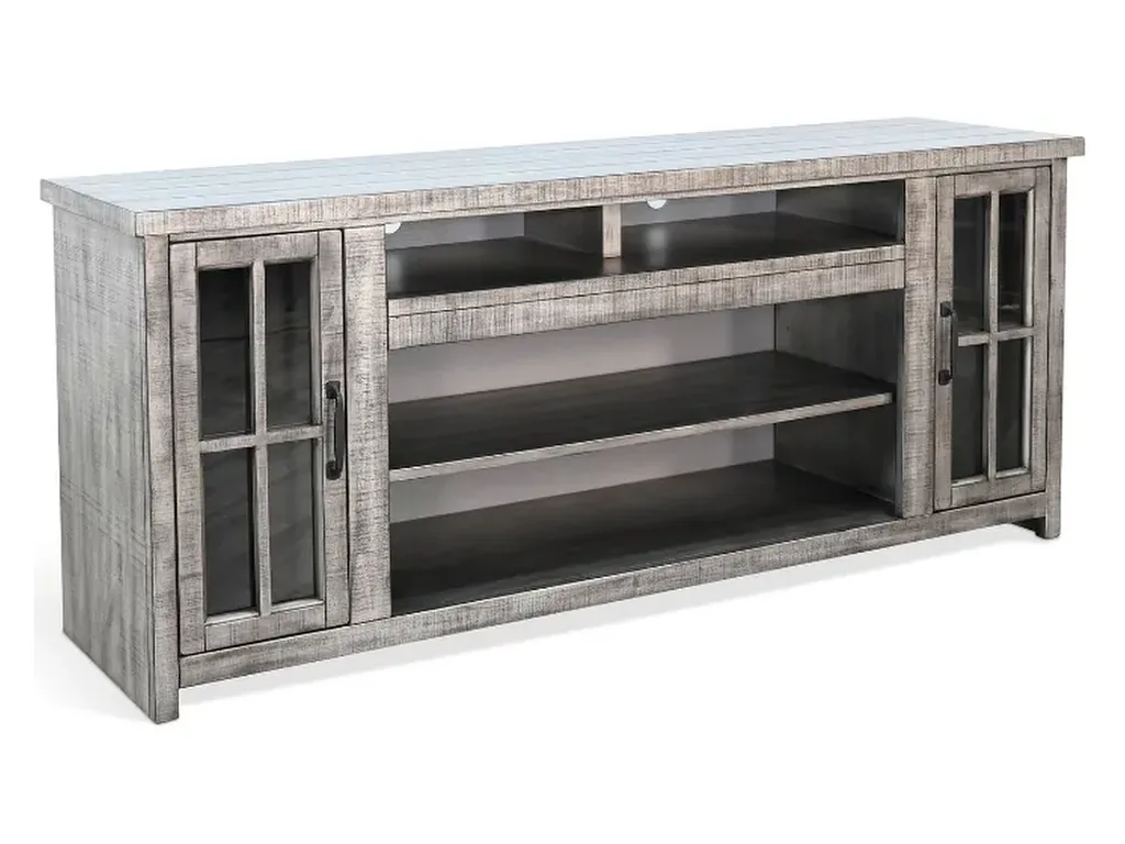 76" Plantation Alpine Gray Media Console With 42" Fireplace Option (3658)