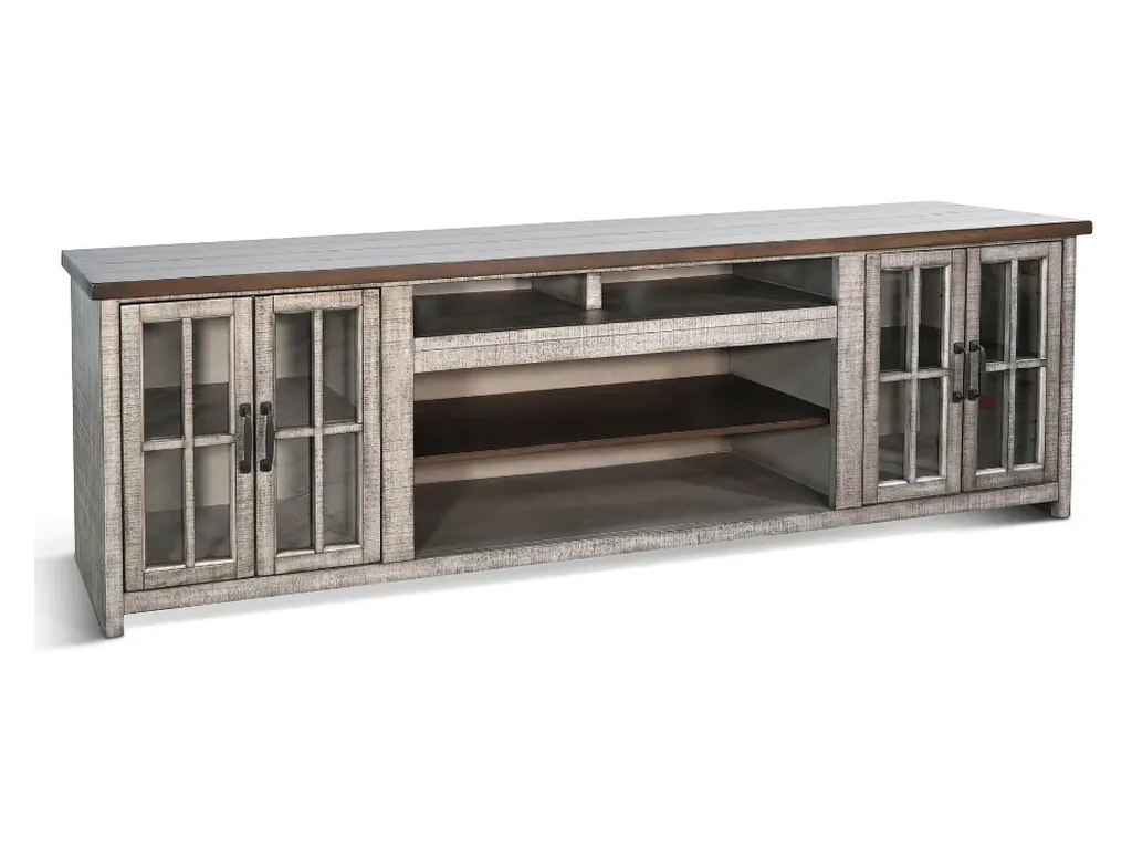 98" Plantation Alpine Gray Media Console With 42" Fireplace Option (3658)