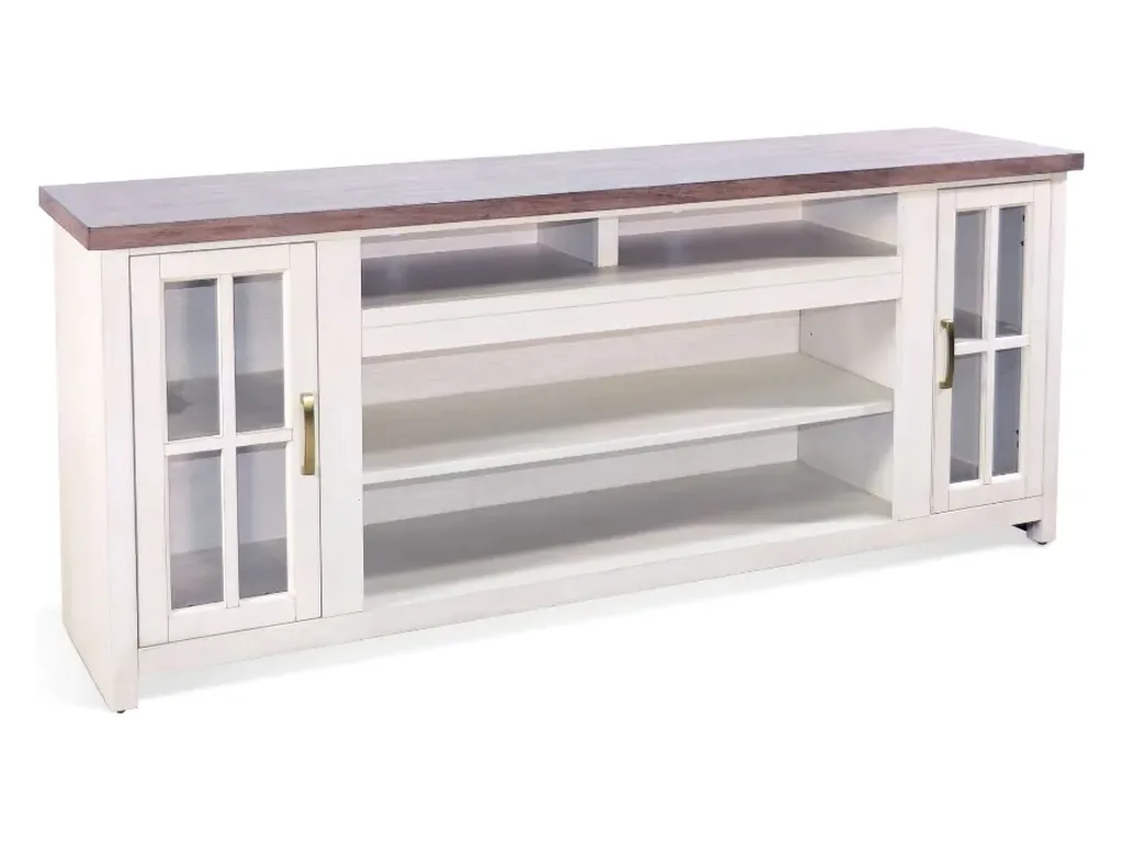 76" Plantation Marble White Media Console With 42" Fireplace Option (3658)