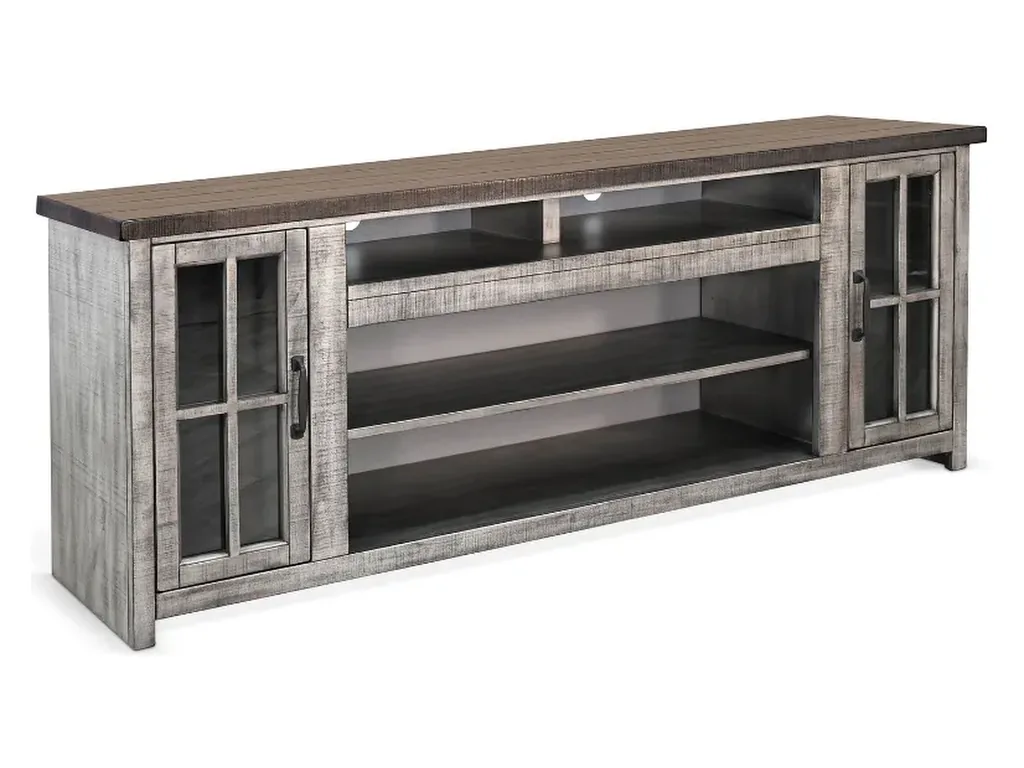 76" Plantation Tobacco/Alpine Gray Media Console With 42" Fireplace Option (3658)