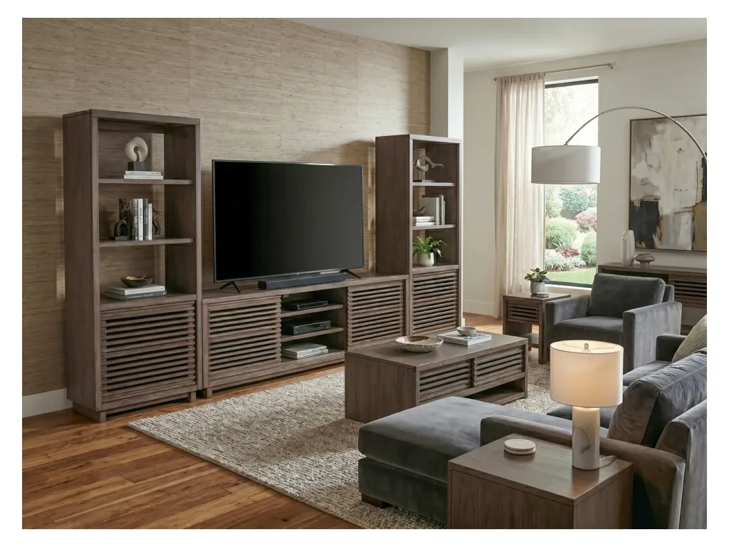 Slat Media Pier Cabinet Left