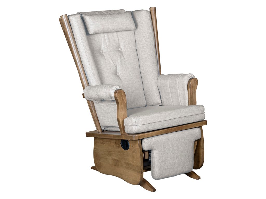 Amish Furniture of NE Smooth 4 Post Highback Regular Glider and Ottoman Glider Swivels & Glider, alternate view