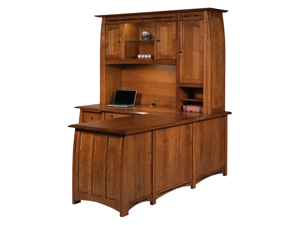 Amish Furniture of NE Boulder Creek L Shape Desk With Hutch, alternate view