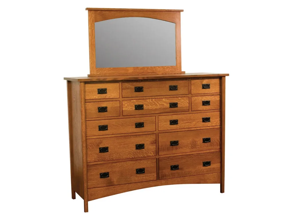 Arts & Crafts 12 Drawer Dresser Mirror