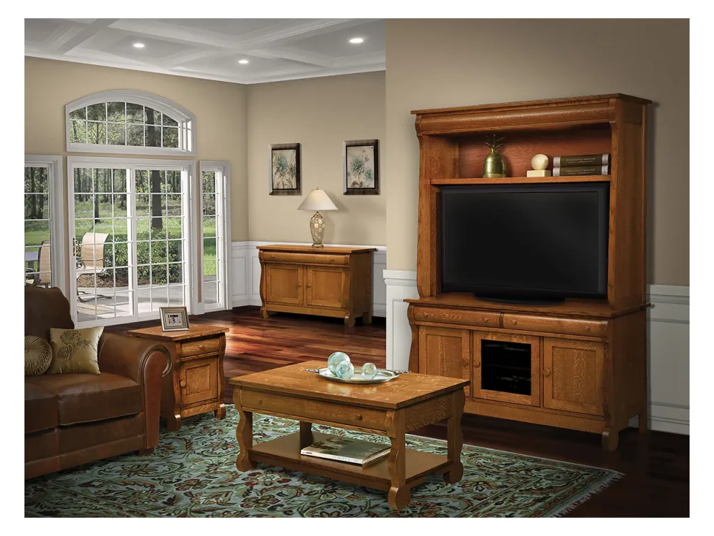 Amish Furniture of NE Old Classic Sleigh Lift Top Coffee Table Table Top, alternate view