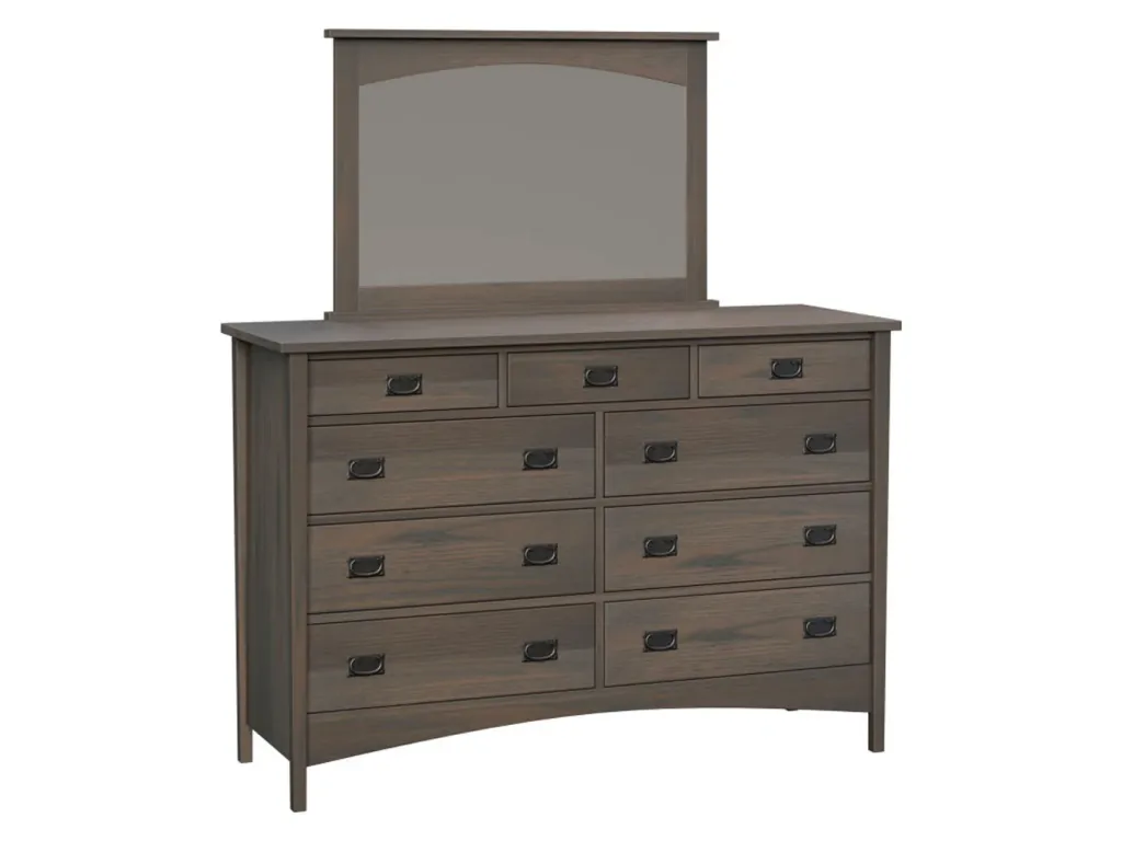 Arts & Crafts High 9 Drawer Dresser Mirror