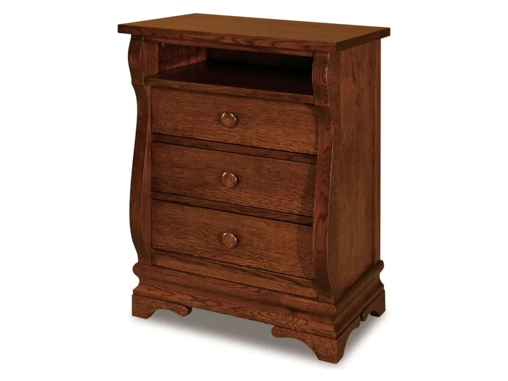 Amish Furniture of NE Chippewa Sleigh 3 Drawer Nightstand – 25¼”W