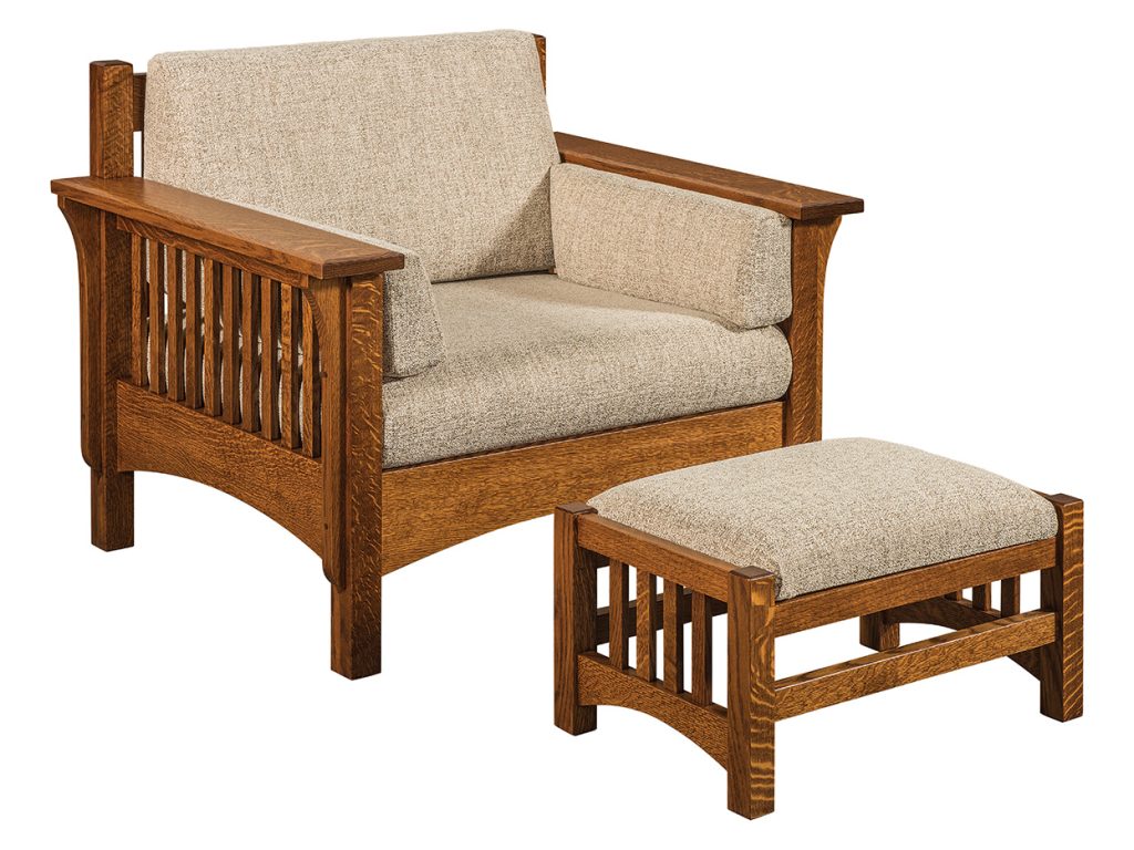 Amish Furniture of NE Pioneer Chair with Footstool Chair