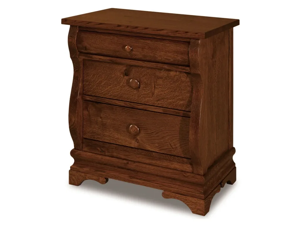 Amish Furniture of NE Chippewa Sleigh 3 Drawer Nightstand – 25¼”W
