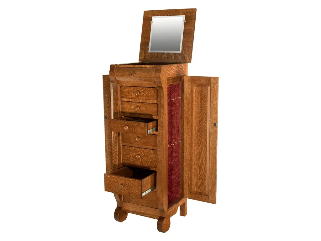 Amish Furniture of NE Classic Sleigh Jewelry Armoire, alternate view