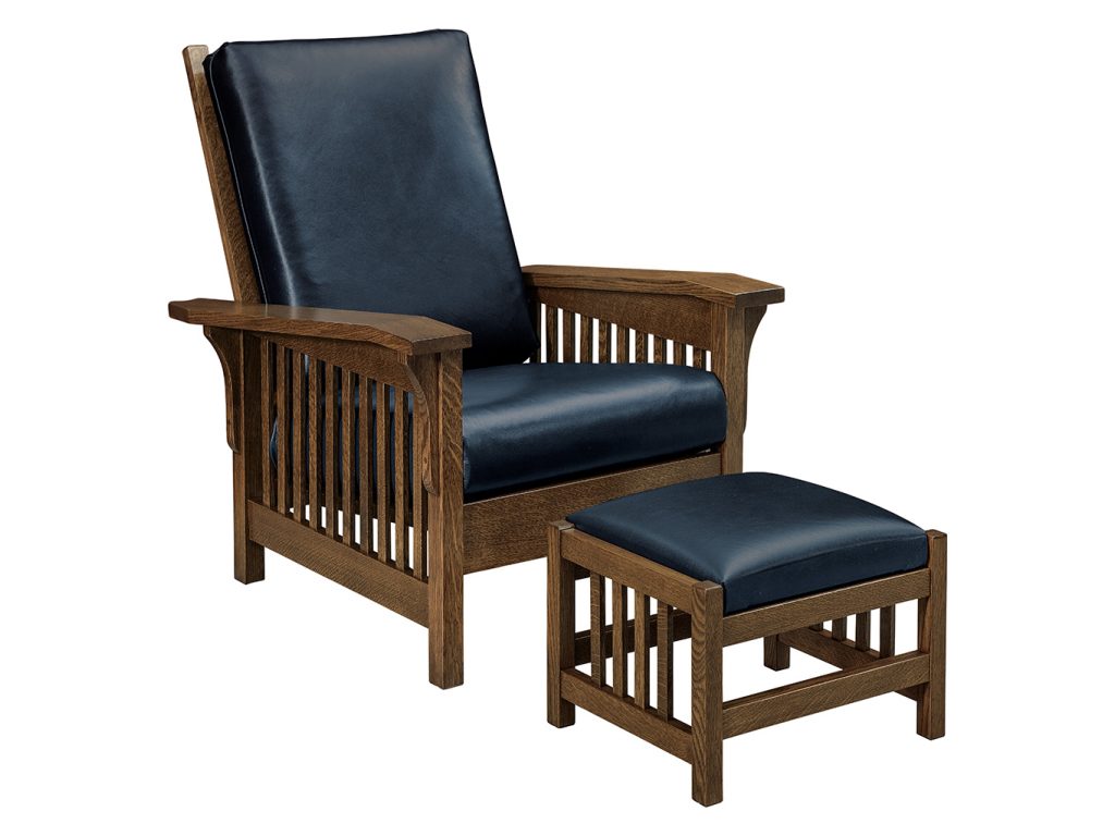 Amish Furniture of NE Clearspring Slat Morris Chair Footstool