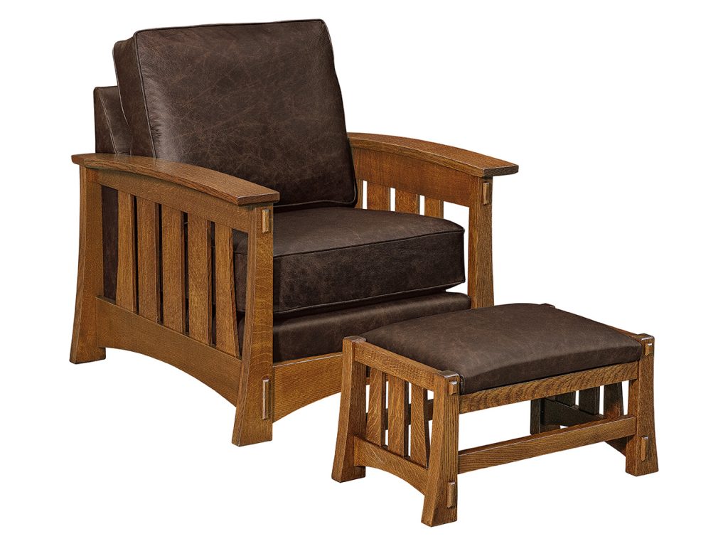 Amish Furniture of NE Highland Deluxe Chair with Footstool Chair
